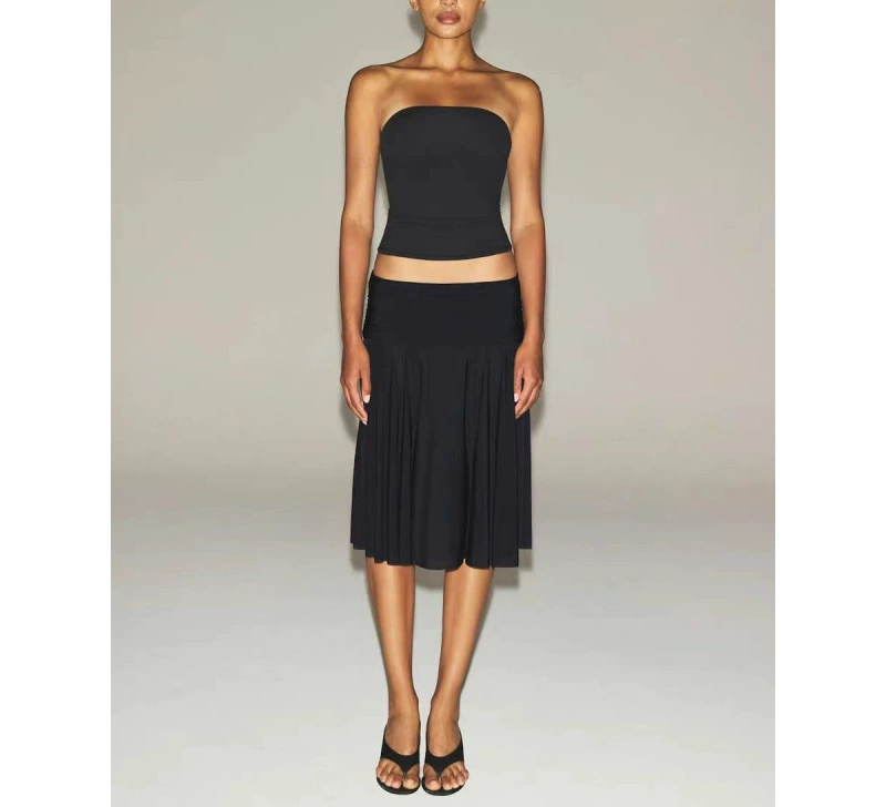 Новый продукт SKIMS MILKY SHEER MIDI юбка-миди с высокой талией, плисированная женская юбка до колена, миди