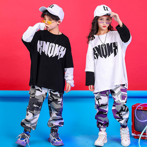 Children's Hip Hop Street Dance Suit for Boys, Stylish Trendy Outfit for Individual Girls, Hiphop Jazz Dance Performance Costume