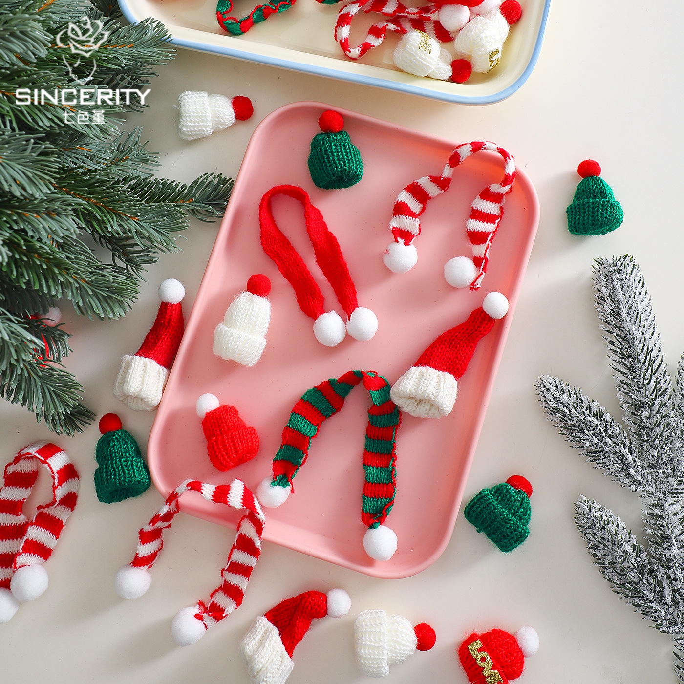 Decoración de árbol de Navidad de siete colores de cordillera de seda pequeña flor de embalaje floral florista diy hecha a mano