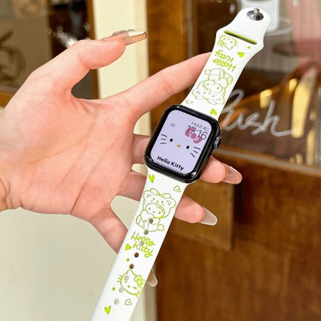 Cartoon Pajamas Kt Cat New Model Suitable for Apple S10 Watch Iwatchs987654 Generation Silicone Strap Cute Female