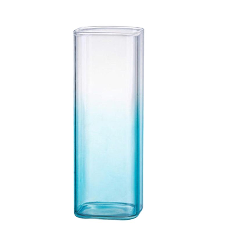 Vidrio resistente al calor borosilicato ins taza de té perfumada transparente cerveza whisky leche jugo taza de vidrio cuadrado