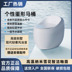 蛋形智能马桶家用静音抽水简约节水大管道虹吸式高温纳米釉面轻奢
