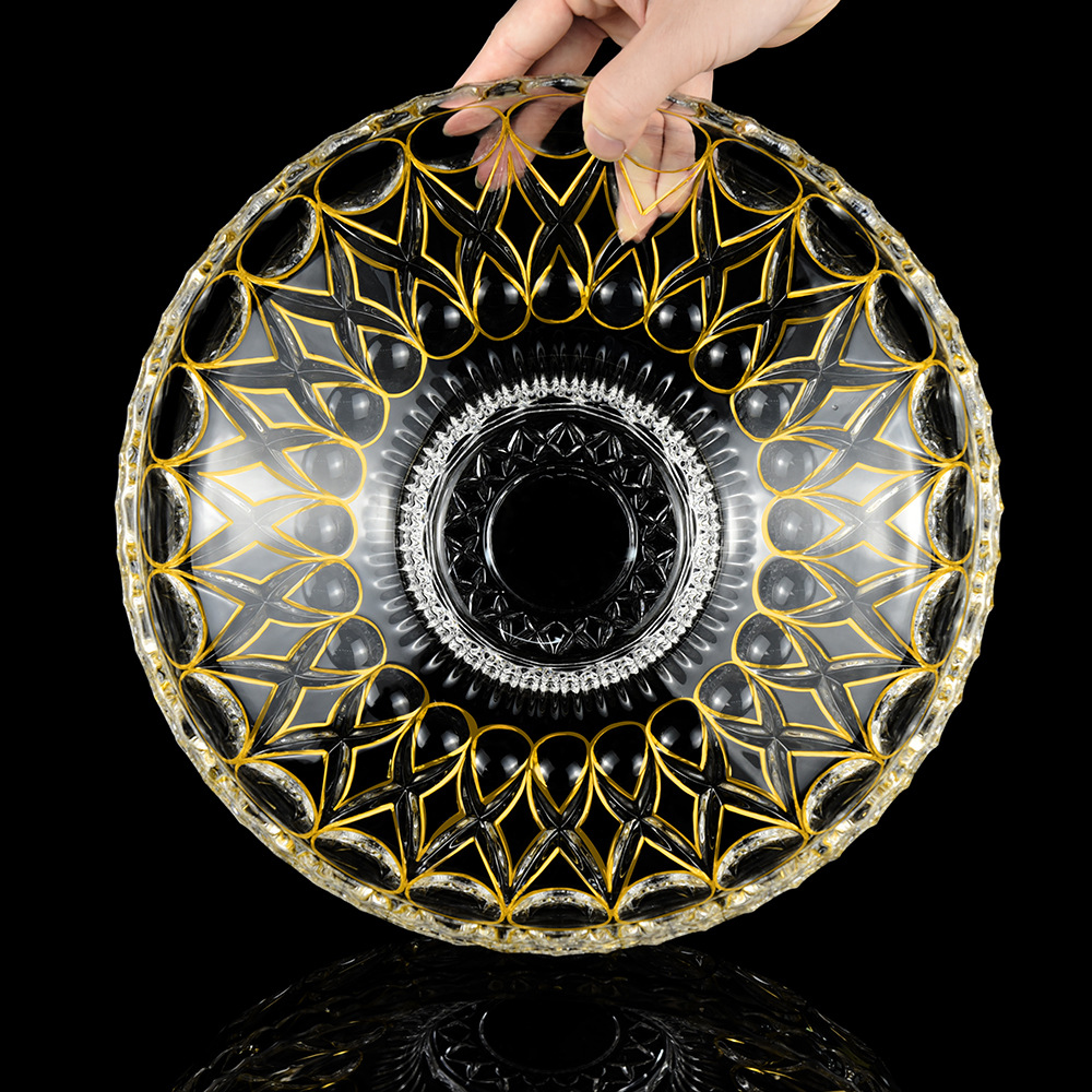 新款波西米亚八字花手工描金果盘 家居软装轻奢摆件装饰创意果斗