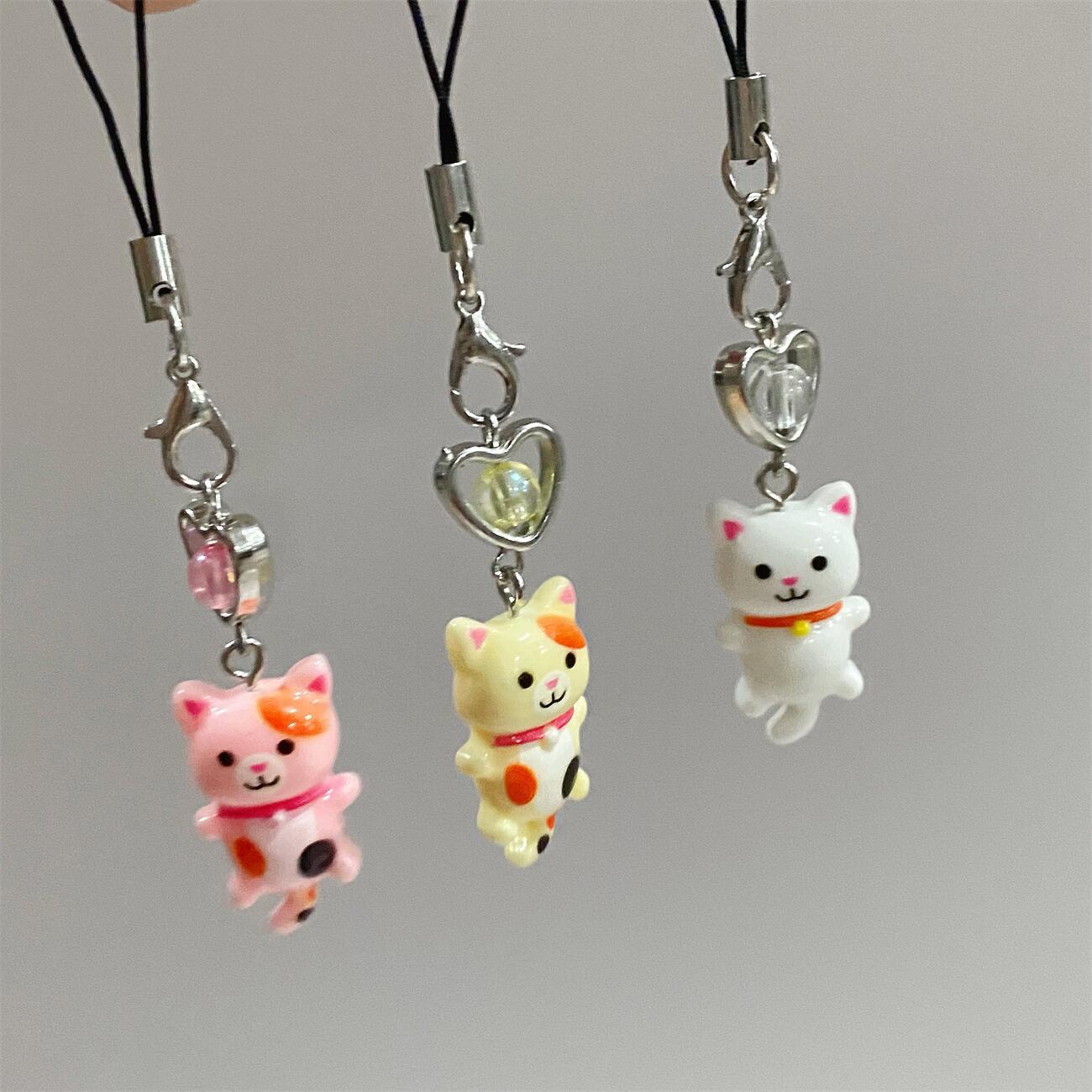 6g Weight Mobile Phone Chain, Keychain Classification 1 Piece Quantity Daily Occasion Resin Material Heart Shape, Cat Pattern Cute, IG Style Style 1 Piece Cute IG Style Heart Shape Cat Resin Mobile Phone Chain Keychain 9