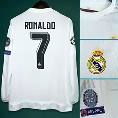 1516 Real Madrid Home Long Sleeve Ronaldo Ramos Jersey Football Shirt Wholesale Trendy Vintage
