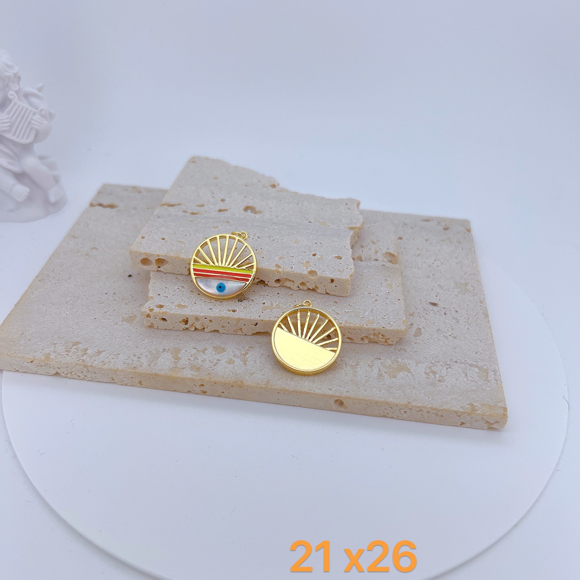 19*22mm Jewelry Making Size 1 Piece 19*22mm Copper Shell Zircon Devil's Eye Heart Shape Pendant