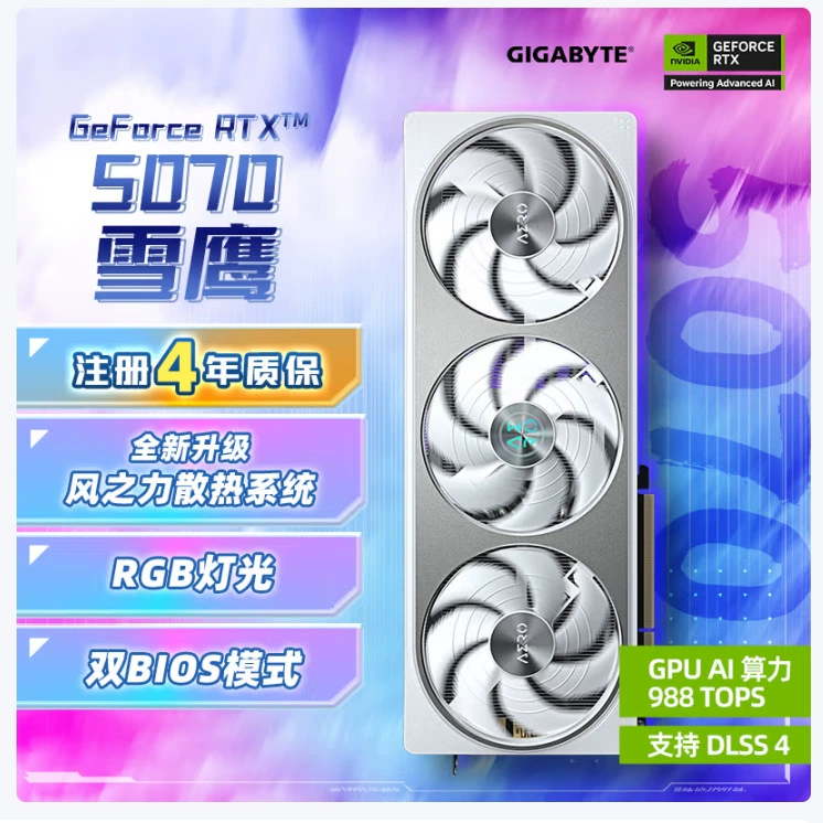 Подходит для графической карты Gigabyte 5070, Snow Eagle GeForce RTX 5070 киберспорт, умное обучение графика