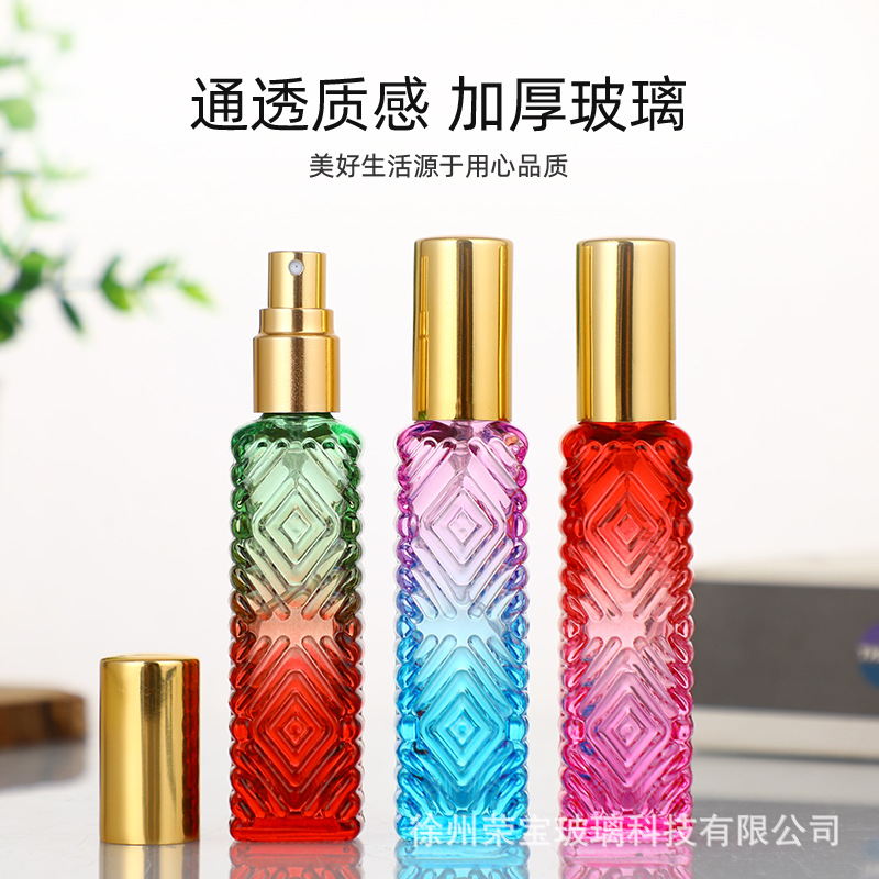 Botella de perfume cuadrada de color 15ml botella de maquillaje de color botella de aerosol de muestra portátil pequeña botella de fragancia compacta