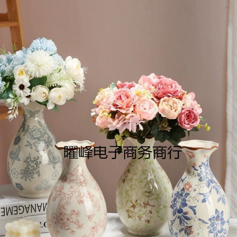 Высококачественные украшения, китайский синий и белый фарфор, ретро керамическая домашняя ваза, цветочная композиция, гостиная, вход, цветочное украшение, гидропоника