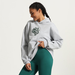 DARCSPORT狼頭女士秋冬刺繡寬鬆運動衛衣連帽套頭健身服瑜伽長袖