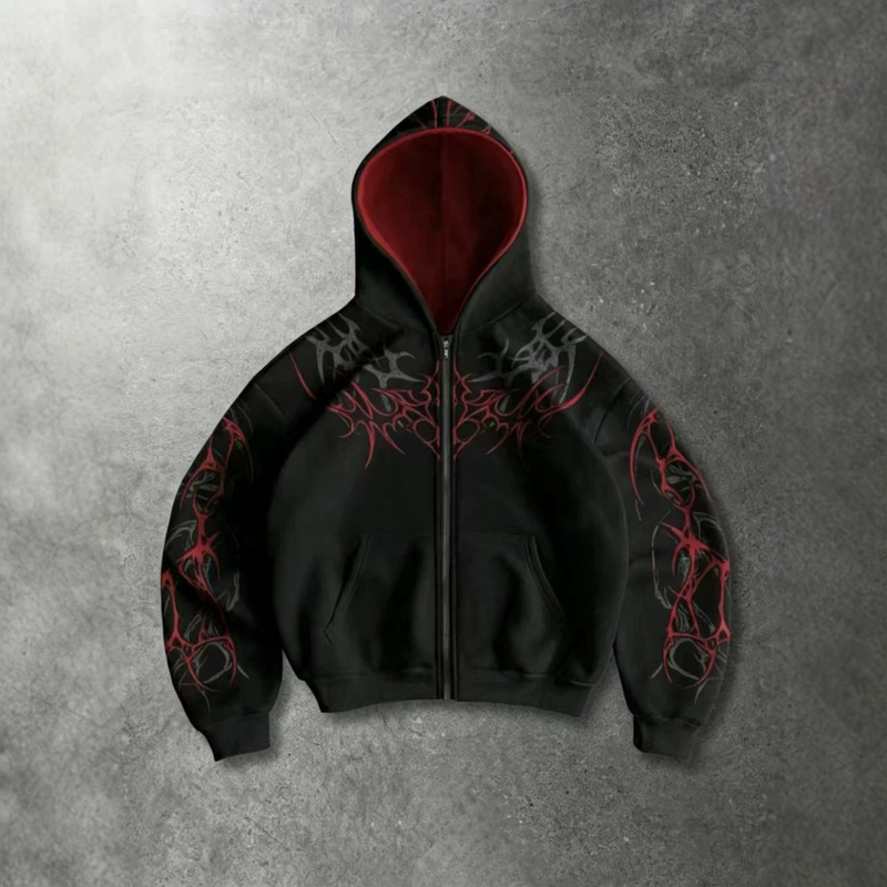 Dark Gothic Cross Full of Thorns 3D Printed Hooded Sweatshirt for Men and Women Y2K Subculture Loose Pullover Top