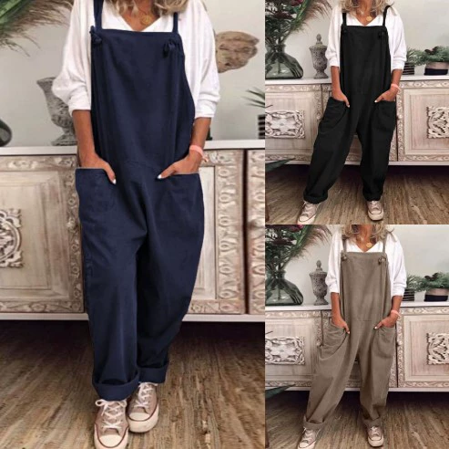 AliExpress Amazon Европейская и американская внешняя торговля женская одежда 2023 Весна и лето новые повседневные свободные однотонные брюки с ремешками