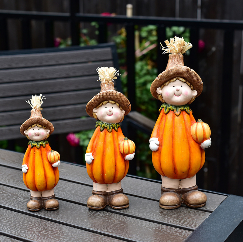 Cross-Border Creative Harvest Festival Pumpkin Scarecrow Ceramic Crafts Thanksgiving Desktop Scene Decorations
