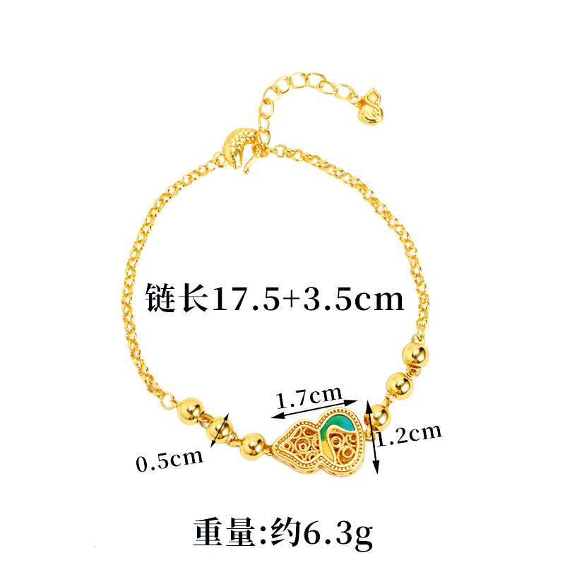 Nuevos productos vietnamitas oro de arena retro hueco filamento tres cuentas calabaza pulsera mujer lujo ligero de alta calidad joyas no se desvanecen