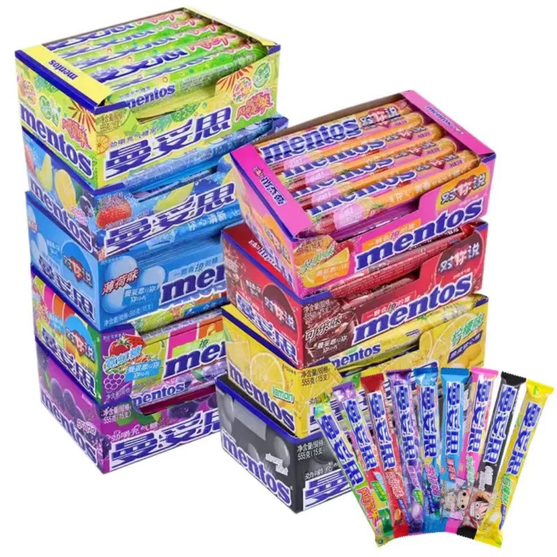 Мятные конфеты Mentos, хрустящие и мягкие, 37 г * 15 штук, целая коробка, оптом, мятные снеки, интернет-бестселлер