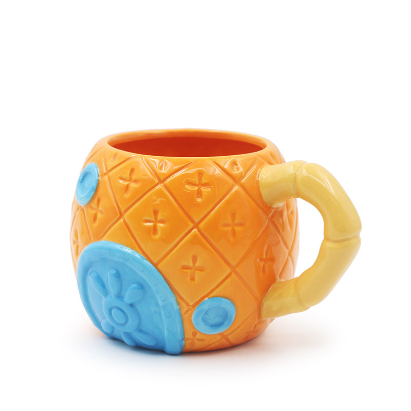 Cerámica SpongeBob piña taza de dibujos animados casa taza de agua 3D encantadora taza de marca de casa taza de agua de oficina