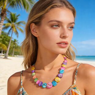 Cross-border new product creative handmade European and American fashion personality simple versatile natural shell necklace earrings set