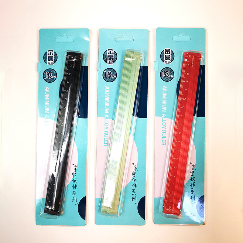 aluminium alloy 18CM Drawing measuring ruler student Straightedge Stationery goods in stock Manufactor wholesale customized