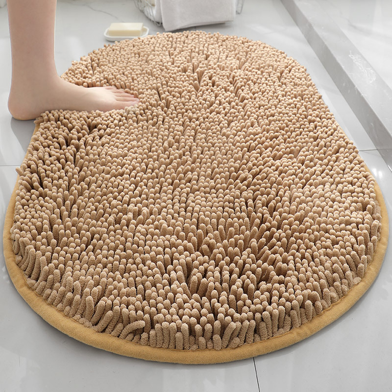 Alfombra absorbente de baño de chenilla ovalada Alfombra de pie de puerta de baño Alfombra antideslizante de entrada de baño Alfombra de dormitorio
