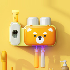 子供用スマート歯ブラシホルダー消毒かわいいホルダー紫外線殺菌風乾ラック歯コップ穴なし壁掛け