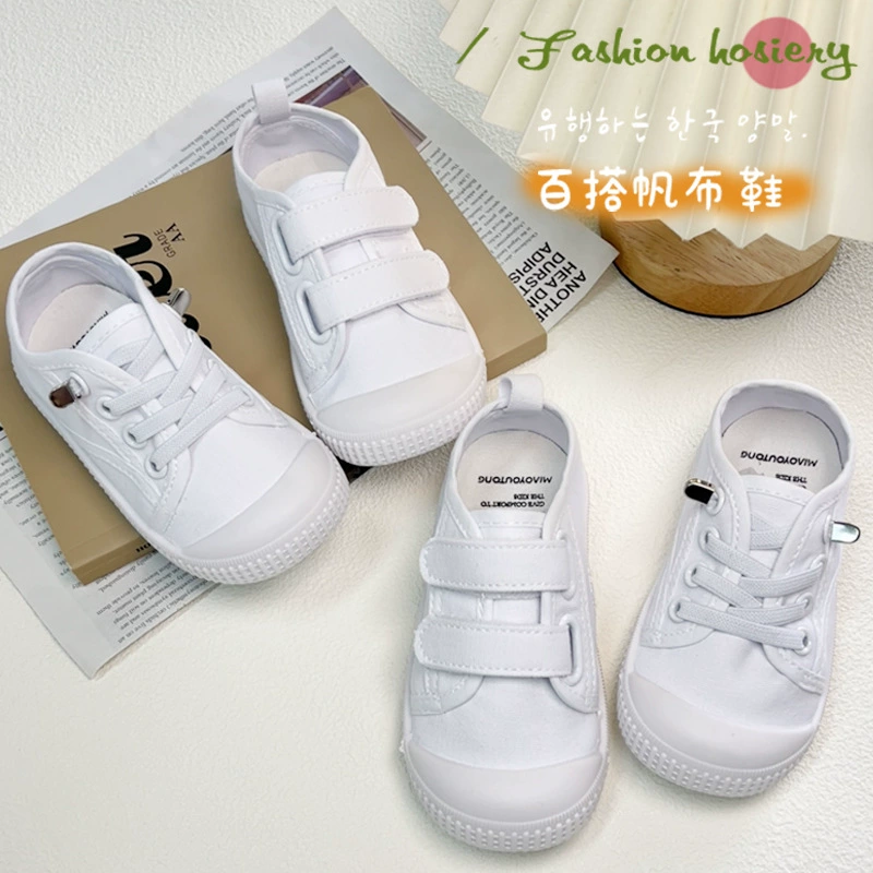 Детские белые туфли, летние детские туфли на мягкой подошве для детского сада, детские туфли на липучке, детские парусиновые туфли, кроссовки без шнуровки