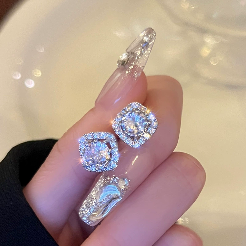 Серебряные серьги 925 пробы со стеклянными кристаллами и цветочными дизайнами из жемчуга и циркония, лёгкие 3×3×3 см