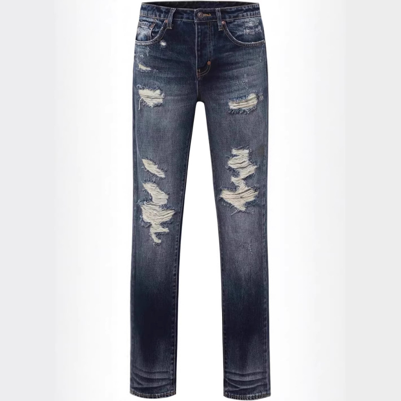 2026 New Spring and Summer Men's Slim Straight Vintage-Style Casual Ripped Jeans 2026 New Spring and Summer Men's Slim Straight Vintage-Style Casual Ripped Jeans