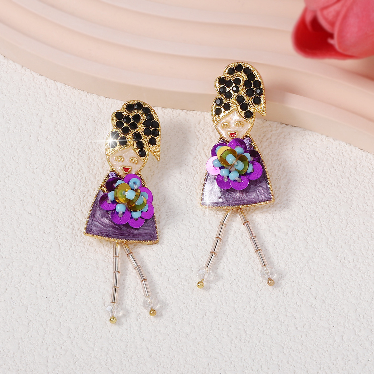 1 Pair Lady Cartoon Character Zinc Alloy Drop Earrings display picture 13
