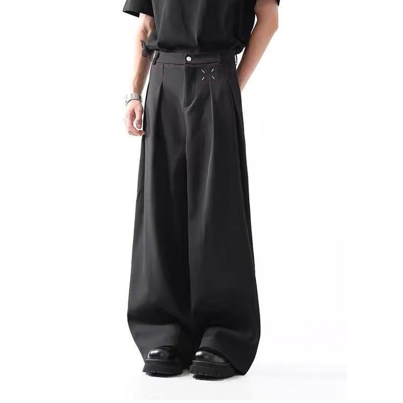 Margiela cleanfit Black Trousers Men's Spring and Autumn Wide Leg Loose Casual Professional Suit Trendy Trousers