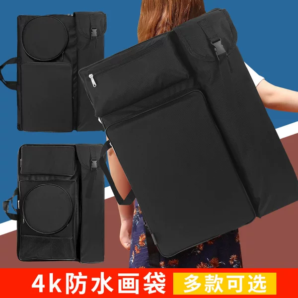 [Special Offer] 4K Black Large Zipper Painting Bag 4-Open Art Waterproof Painting Bag Sketch Sketch Board Easel Bag