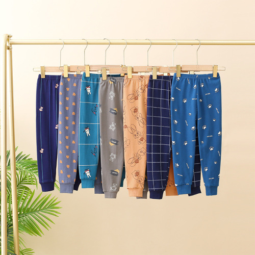New children's autumn pants pure cotton unisex boy and girl close-fitting cartoon single pants for middle children baby inner wear leggings wholesale