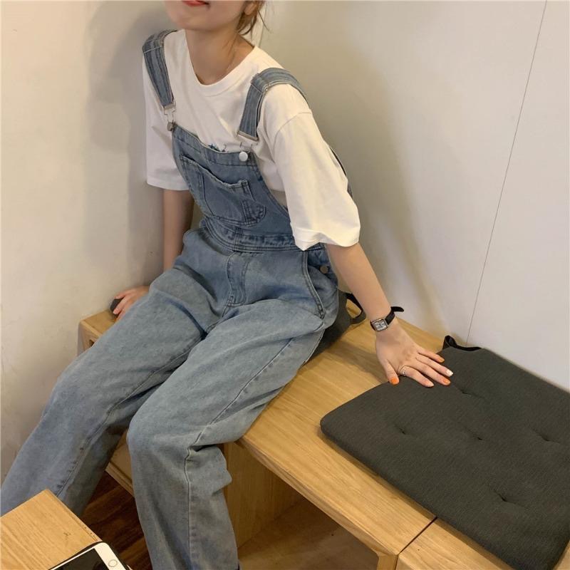 데님 멜빵바지 여 2025 봄여름 빈티지 와이드 팬츠 카고 캐주얼 날씬해 보이