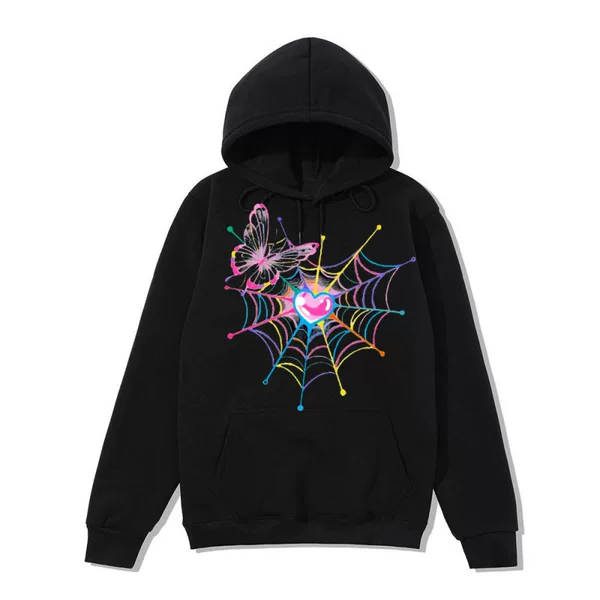 2025 European and American dark style sweatshirt, unisex hoodie, gothic Harajuku large size spider web couple's zip-up hoodie