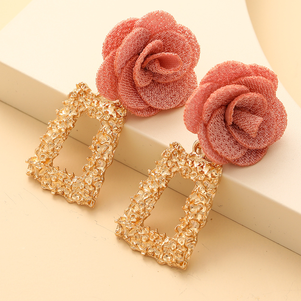 Fashion Chiffon Cloth Lace Flower Multi-layer Earrings display picture 14