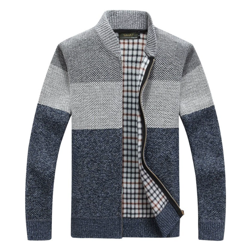 Осенне-зимний толстый свитер на флисовой подкладке, кардиган, вязаная куртка с длинным рукавом из китайской ели, мужской Молодежный модный теплый топ