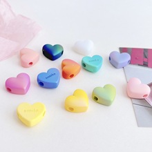 亚克力炫彩橡皮爱心珠英文散珠diy发饰挂件手工发饰品配件