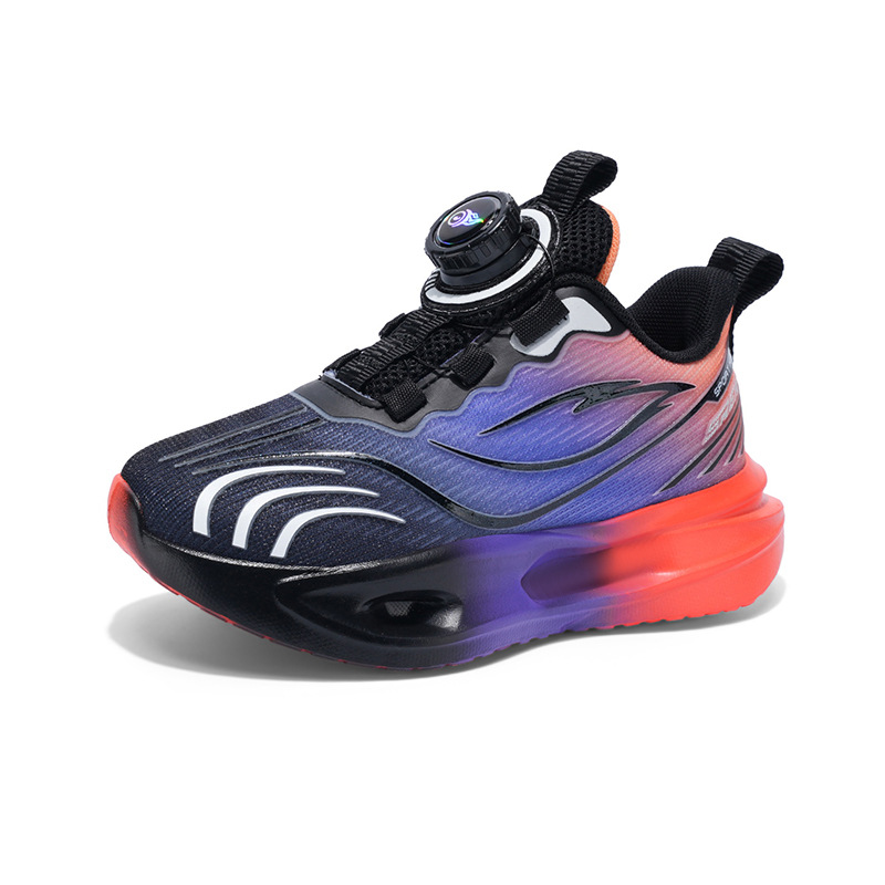 Niños callejera de marea zapatos 2025 nuevos niños coloridos zapatos transpirables casuales giratorios botones zapatos de corrida al aire libre para niñas