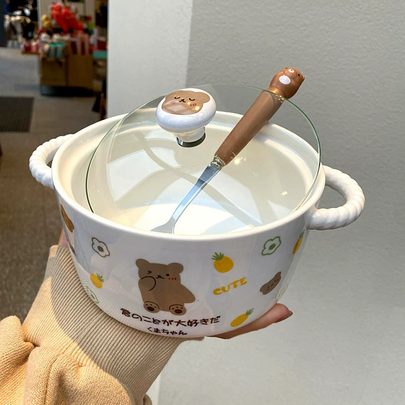 Красивая милая девочка сердце корейская мгновенная миска лапши с керамической студентский общежитие мгновенная миска лапши комната микроволновая миска для супа