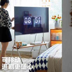 Removable TV Stand Living Room Bauhaus Home Bedroom Black Walnut Floor TV Cabinet with Wheels Modern Simple