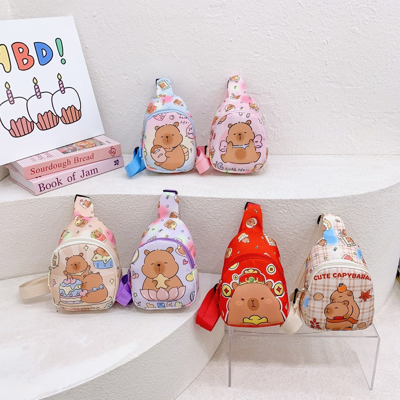 Caricatura lindo bolso de pecho para niños y niñas Capibara Dolphin Impresión mochila infantil 2025 nuevo bolso para niños