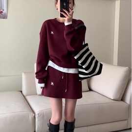 小香风休闲运动宽松卫衣短裙减龄名媛个性气质简约慵懒两件套新品