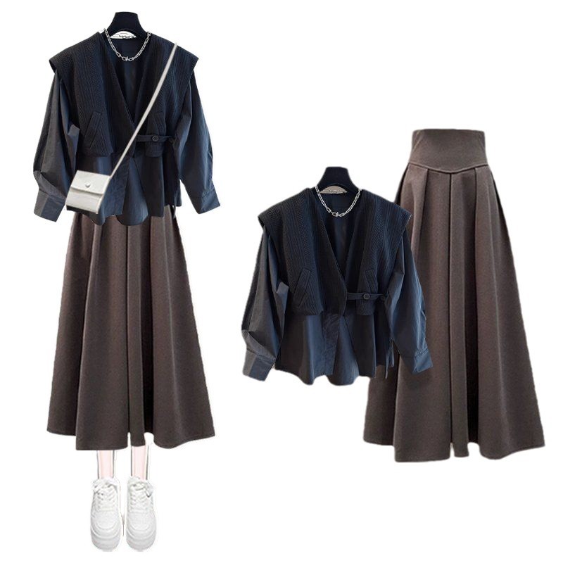 Damenbekleidung Herbst- und Winteroutfit Zweiteilige Oberteile und Röcke Zweiteilige Anzüge Ein komplettes Set Neu Locker Langarm Schlank und Modisch_voghion.com