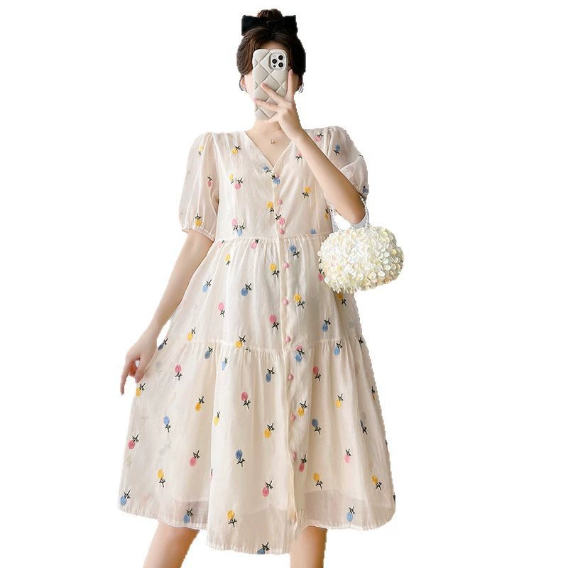 Платье для беременности, шифоновая юбка, Oversize, облегающее, с коротким рукавом, для подростков