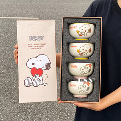スヌーピー漫画ライスボウルスープボウル家庭用かわいい少女心食器セラミックボウル子供漫画茶碗セット