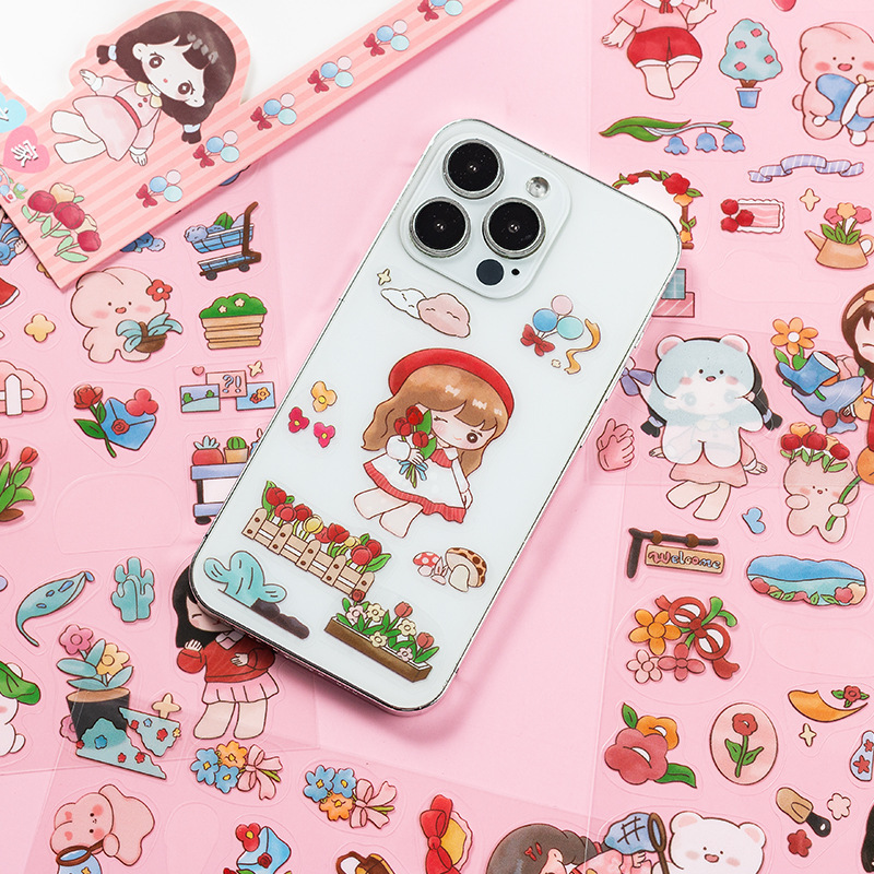 Linda chica Bella diario de PVC impermeable pegatinas DIY diario decoración tema de la serie de dibujos animados pegatinas de anime