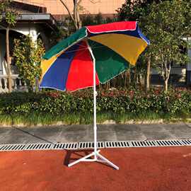 库存太阳伞户外2米沙滩伞加固广告伞彩色活动摆摊遮阳伞TC棉布