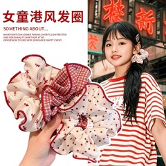 波点格子红色系大肠圈不伤发发绳女孩扎丸子头发圈高弹力头绳发饰