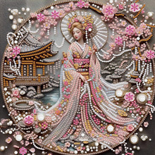 跨境新款3d异形钻石画挂画卡通 古典美女DIY手工贴钻画客厅卧室