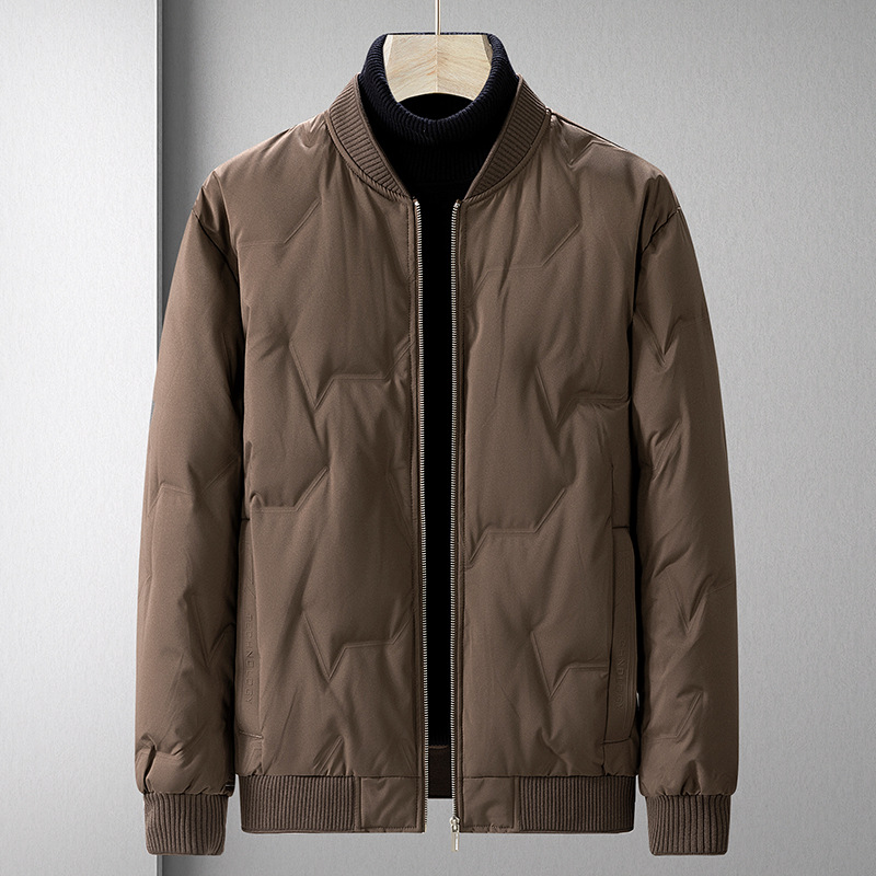 야구 칼라 쇼트 다운 재킷 남성용 청년 및 중년 겨울 따뜻한 90 덕 다운 비즈니스 캐주얼 다운 재킷 남성용