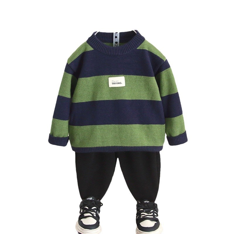 6849 Suéter de otoño e invierno para niños Suéter de punto grueso para niños 2025 Nueva camisa de fondo suelta Versión coreana del bebé